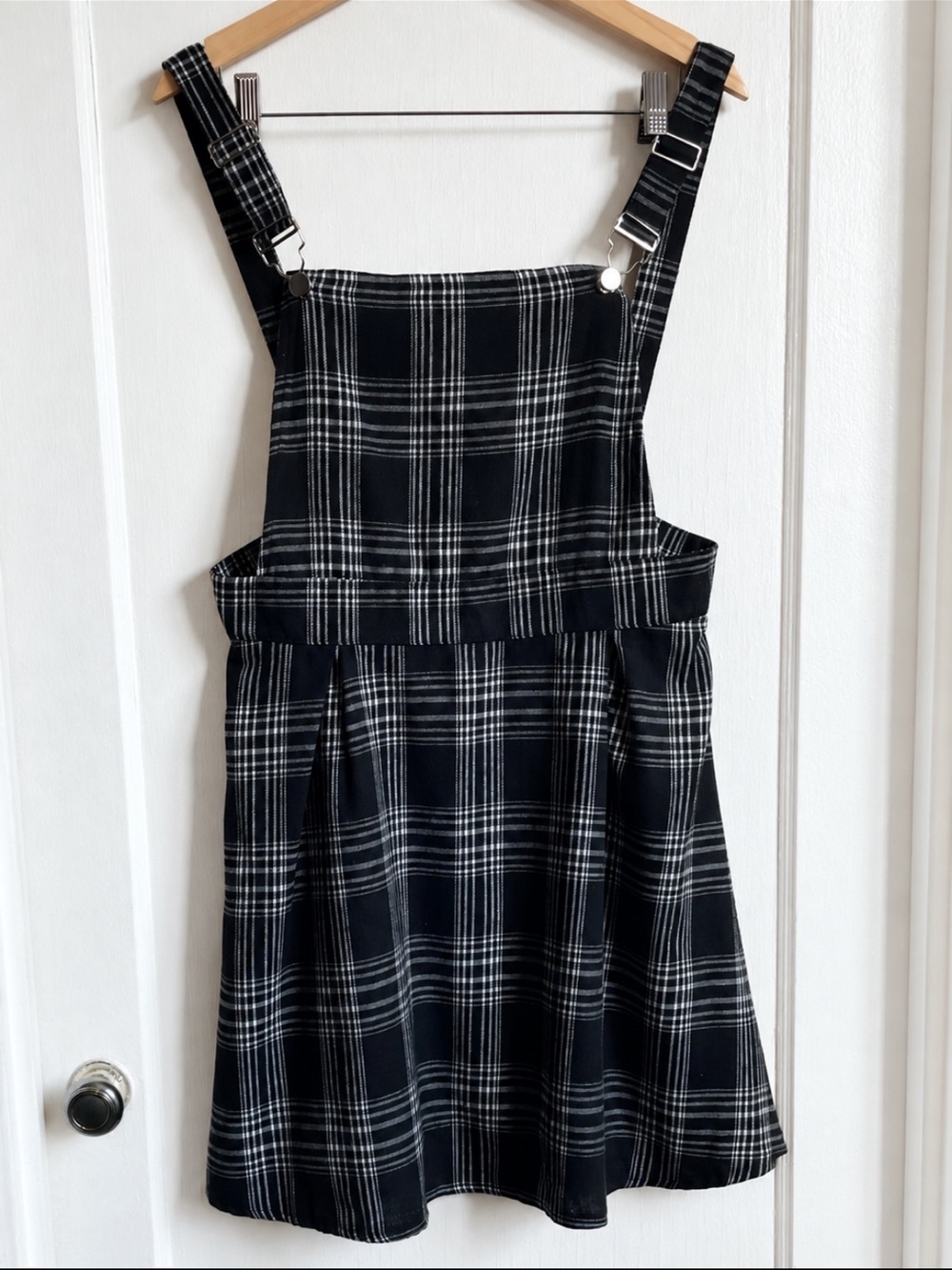 Romwe Black White Plaid Suspender Dress XL Grunge Preppy Schoolgirl NWT